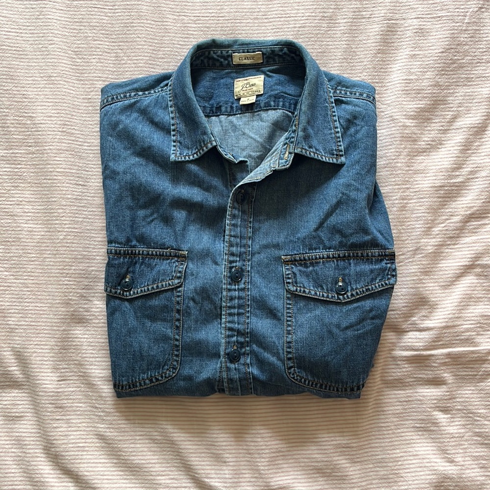 J.Crew denim shirt. Classic piece. A must have staple for any closet.